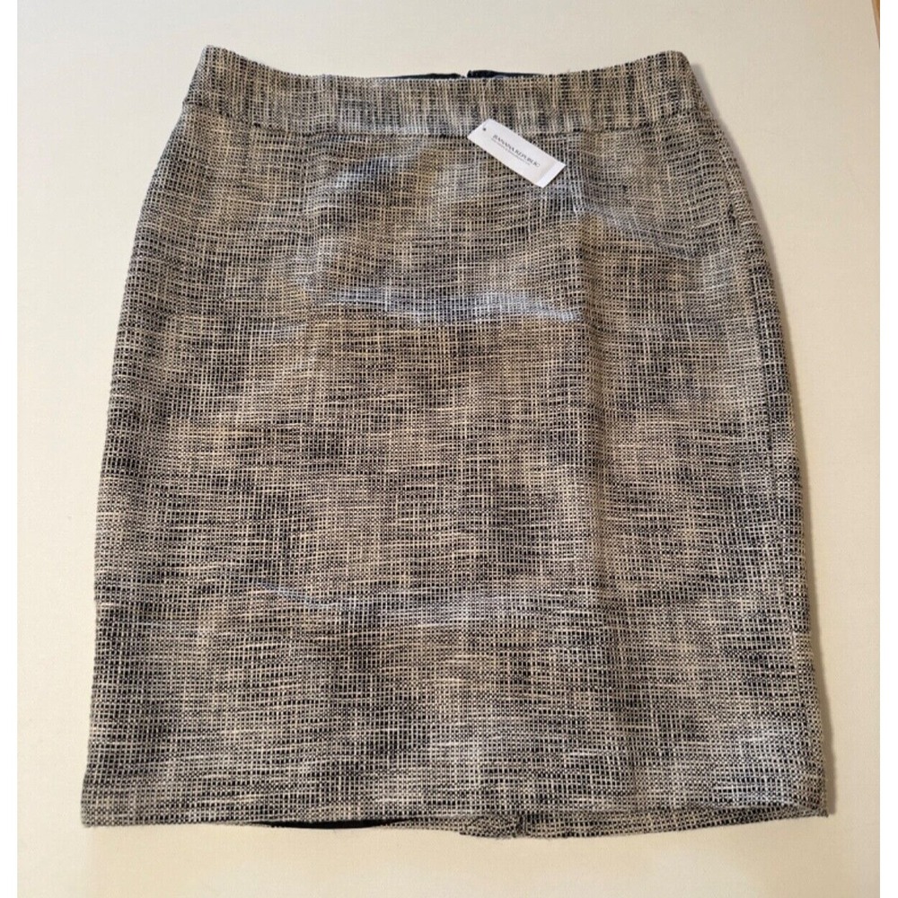 Banana Republic Cotton Tweed Pencil Skirt Black White Women's 12 NWT